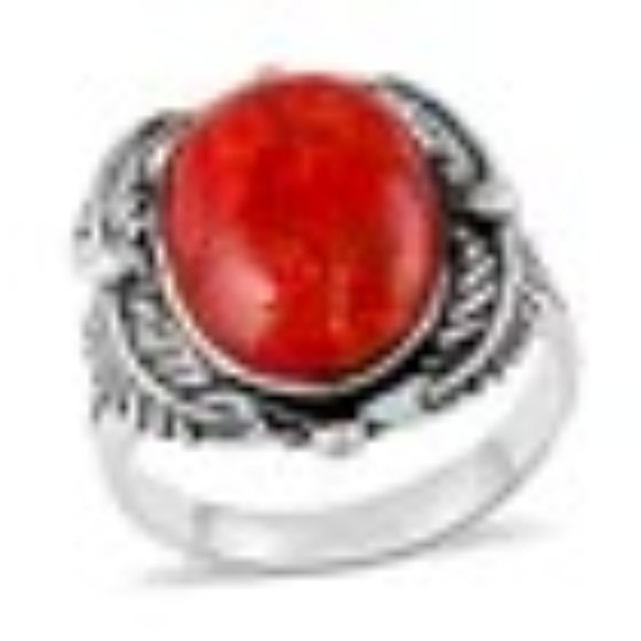 Plum Coral Solitaire Ring & matching Earrings in Sterling Silver (2 pc set) NWT - Picture 11 of 11